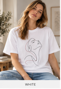 Minimal Line Art Portrait Tee — Elegant Woman Outline Graphic T-Shirt