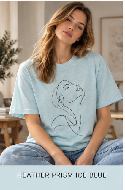 Minimal Line Art Portrait Tee — Elegant Woman Outline Graphic T-Shirt