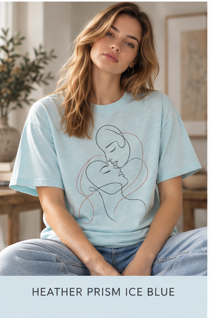 T-Shirt — Minimal Line Art Kissing Couple Tee