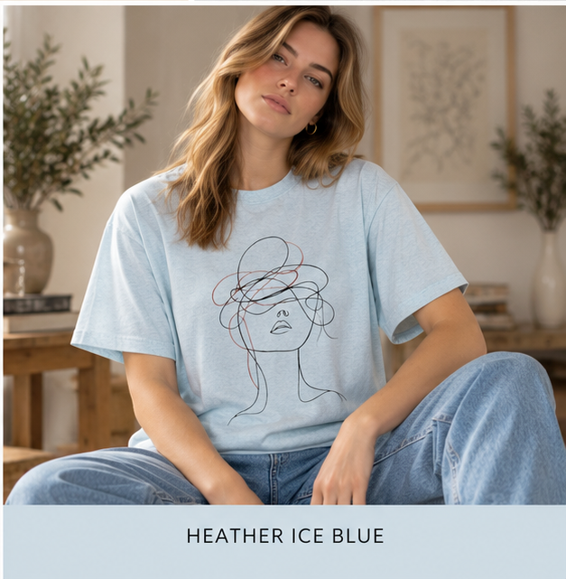 Abstract Line Art Face T‑Shirt — Minimalist Womens Graphic Tee