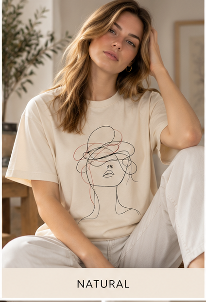 Abstract Line Art Face T‑Shirt — Minimalist Womens Graphic Tee