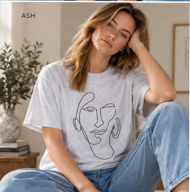 Abstract Line Art Face T‑Shirt — Minimalist One-Line Portrait Tee