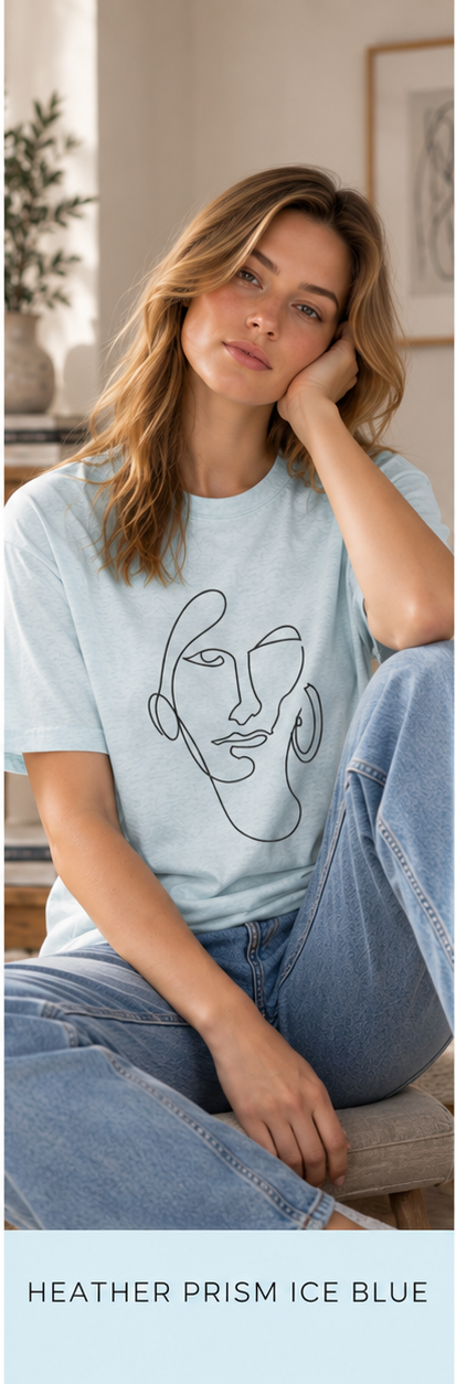 Abstract Line Art Face T‑Shirt — Minimalist One-Line Portrait Tee