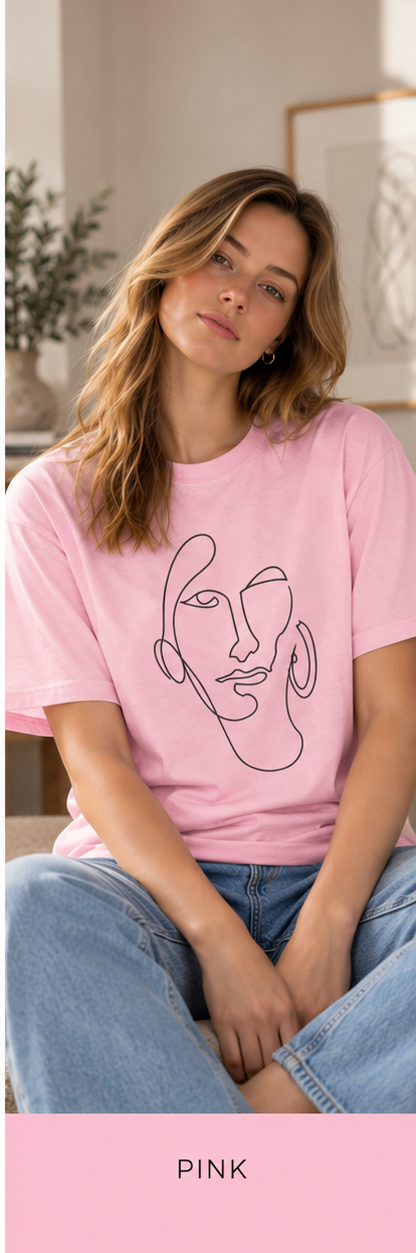 Abstract Line Art Face T‑Shirt — Minimalist One-Line Portrait Tee