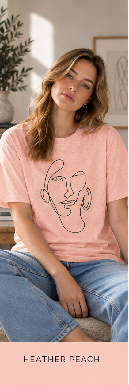 Abstract Line Art Face T‑Shirt — Minimalist One-Line Portrait Tee