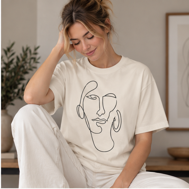 Minimalist Line Art Face T-Shirt