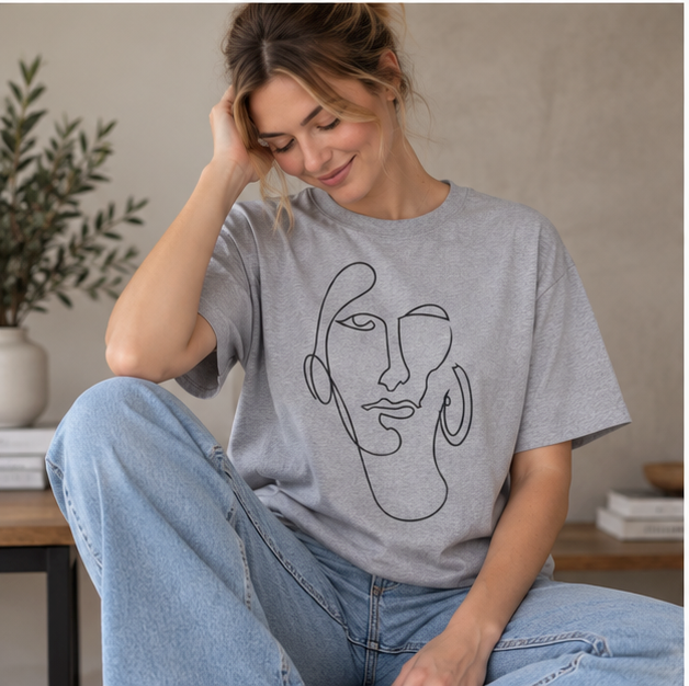 Minimalist Line Art Face T-Shirt