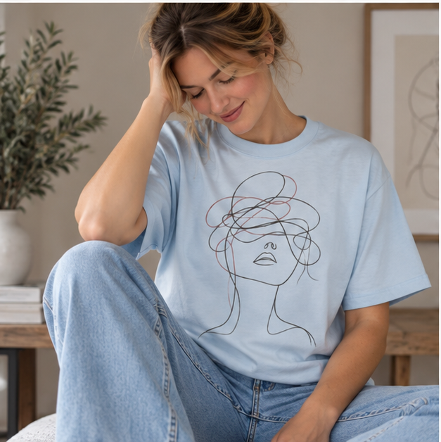 Abstract Line Art Woman T-Shirt