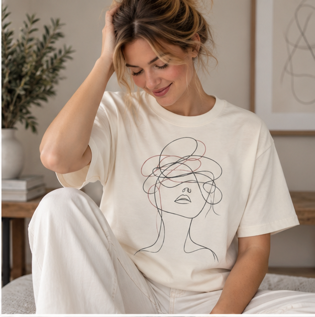 Abstract Line Art Woman T-Shirt