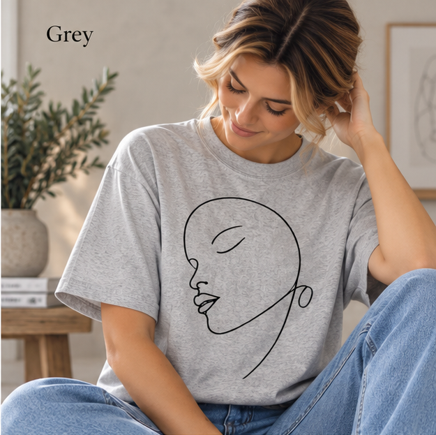 Minimalist Line Art Face T-Shirt