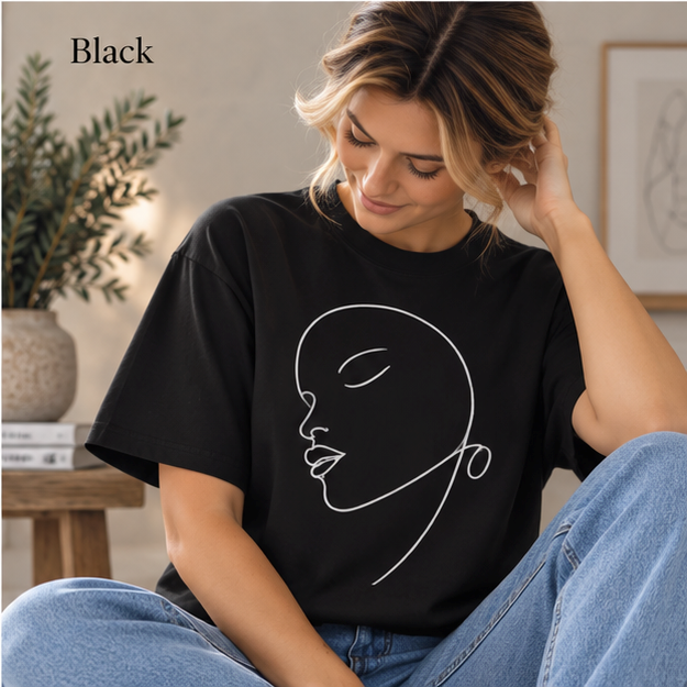 Minimalist Line Art Face T-Shirt