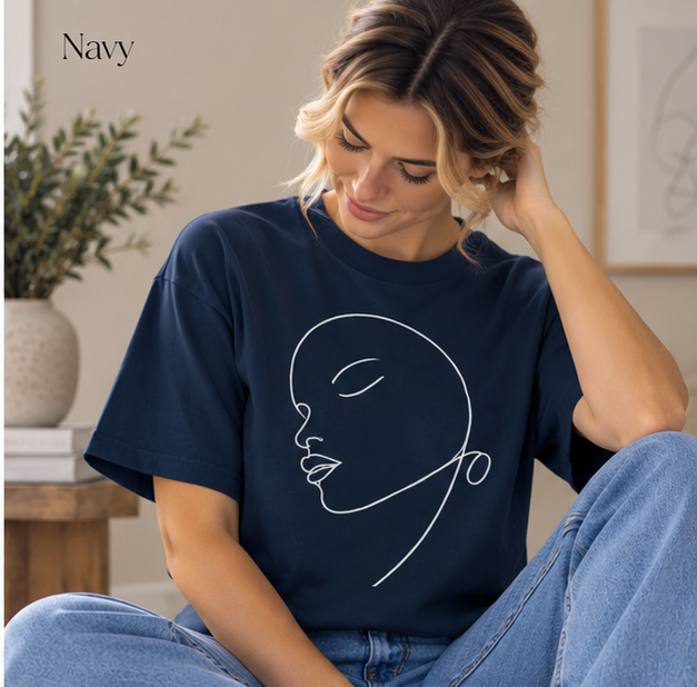 Minimal Line Art Face Tee — Abstract Portrait Graphic T-Shirt