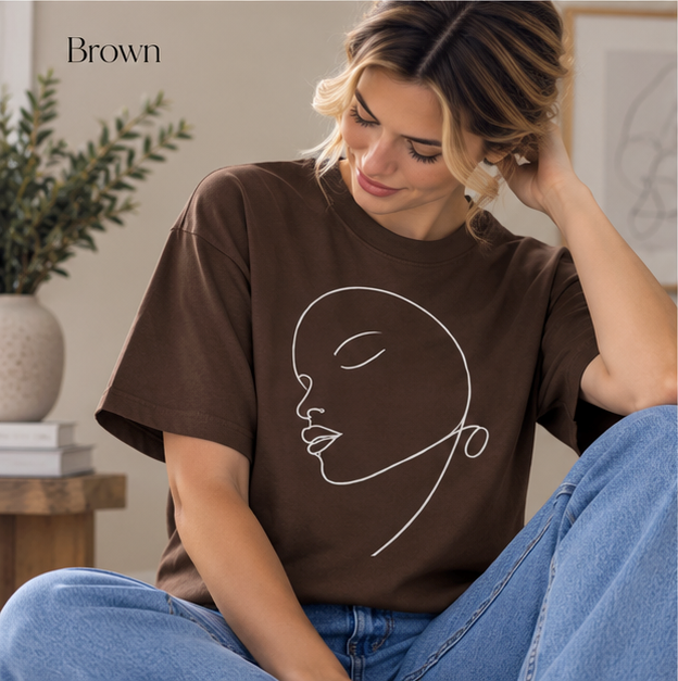 Minimal Line Art Face Tee — Abstract Portrait Graphic T-Shirt
