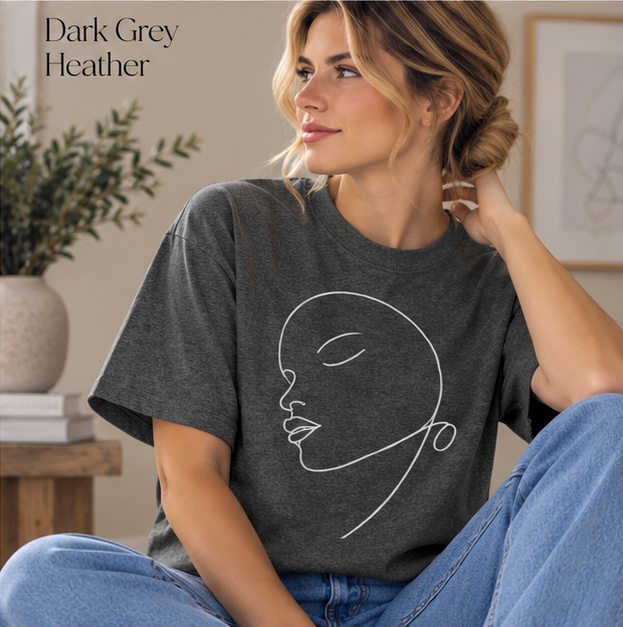 Minimal Line Art Face Tee — Abstract Portrait Graphic T-Shirt