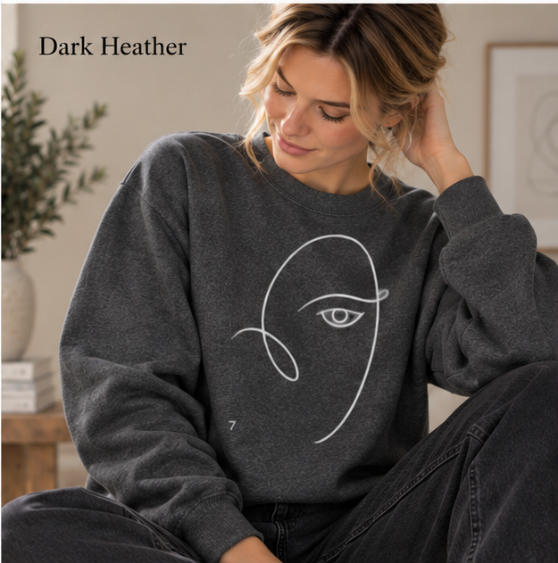 Minimal Line Art Face Sweatshirt – Abstract Portrait Crewneck