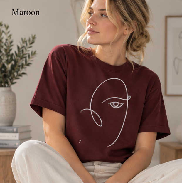 Abstract Minimal Face T‑Shirt – Single Line Portrait Tee