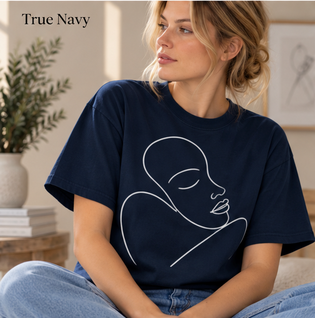 Minimal Line Art Face T-Shirt — Modern Abstract Graphic Tee
