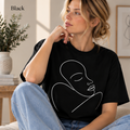 Minimal Line Art Face T‑Shirt — Abstract Feminine Portrait Tee