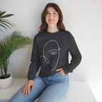 Minimal Line Art Face Sweatshirt – Abstract Portrait Crewneck