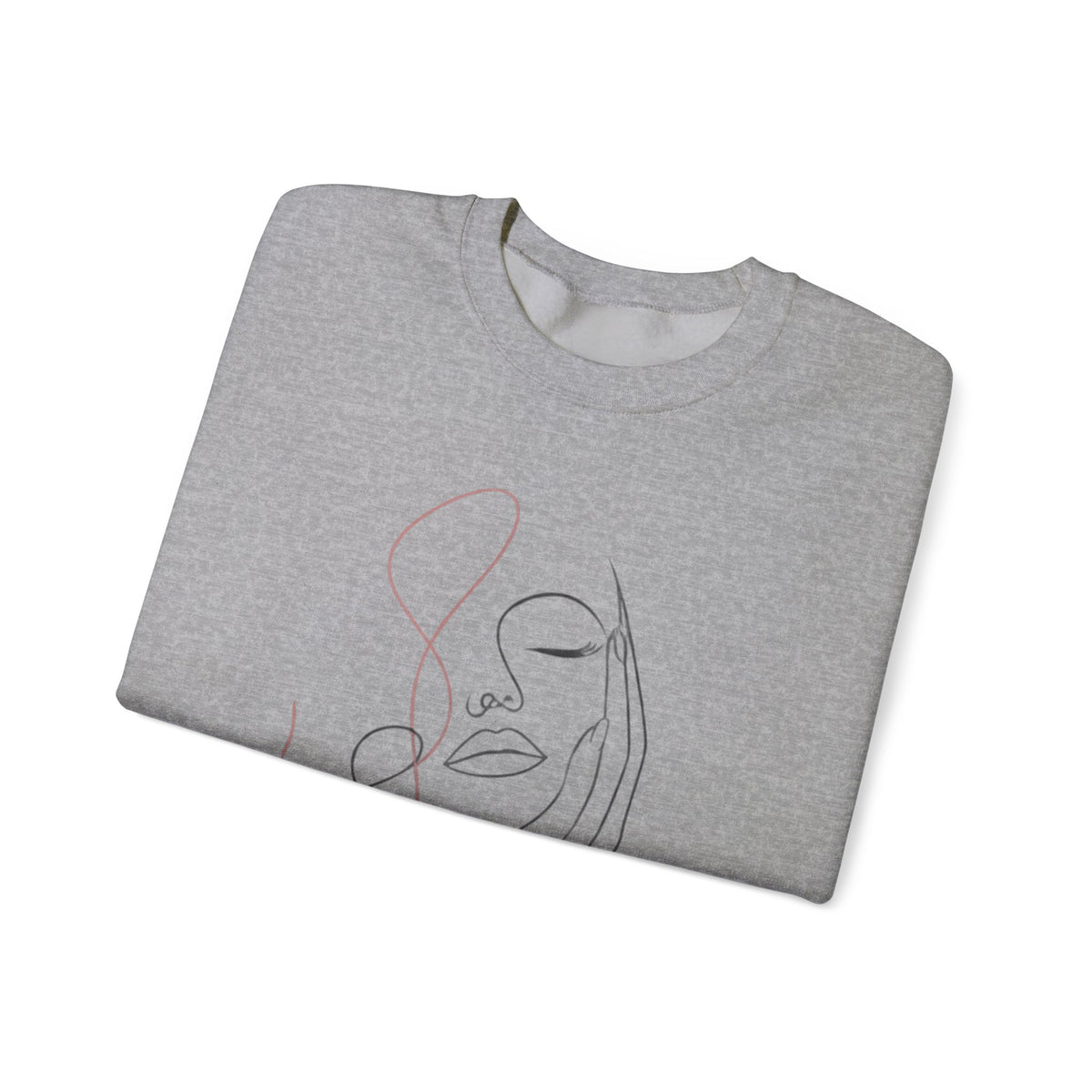 Minimal Line Art Face Sweatshirt — Abstract Feminine Crewneck