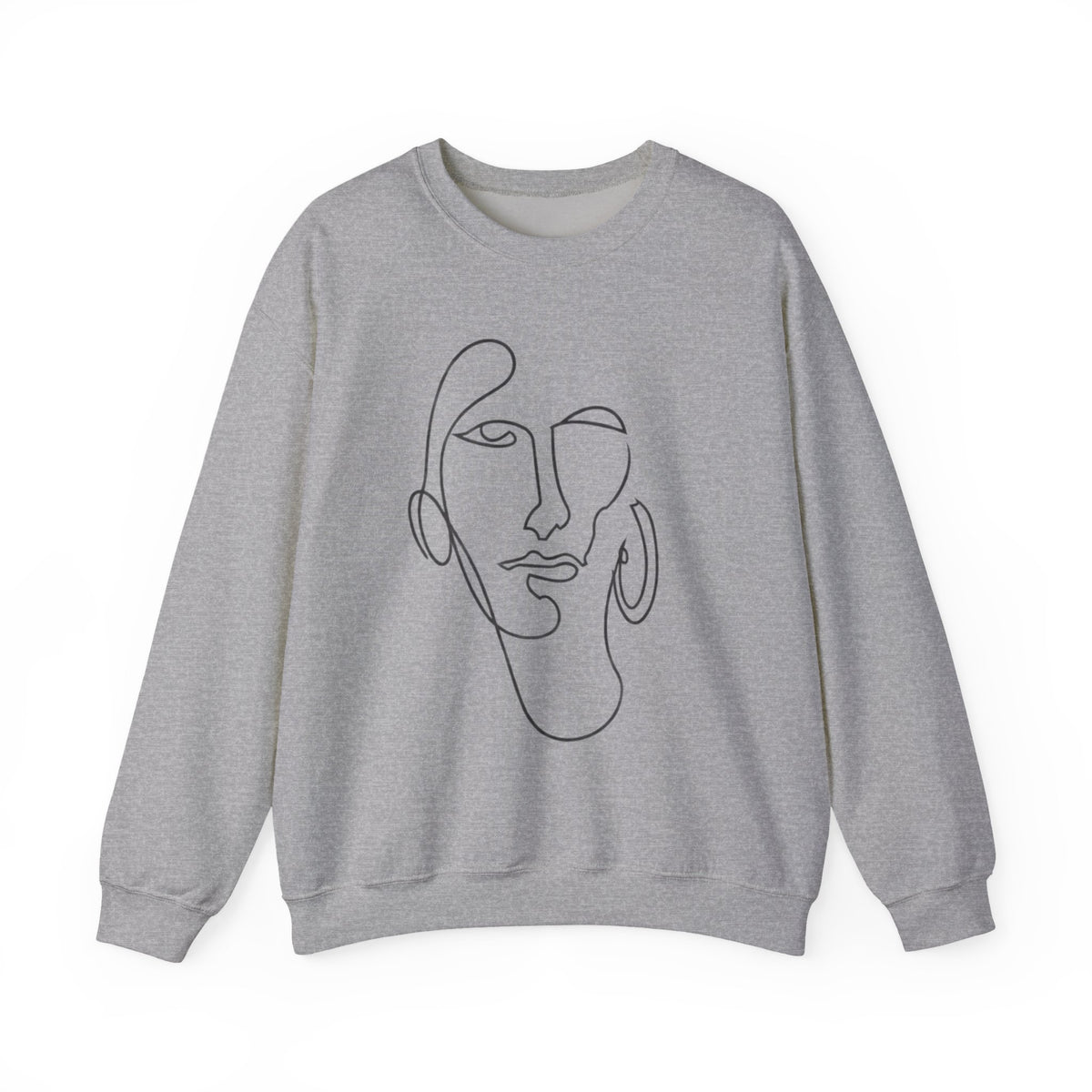 Minimal Line Art Face Sweatshirt — Abstract One-Line Portrait Crewneck