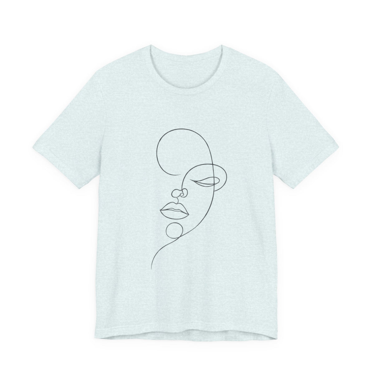 Minimal Line Art Face T-Shirt — One-Line Abstract Portrait Tee