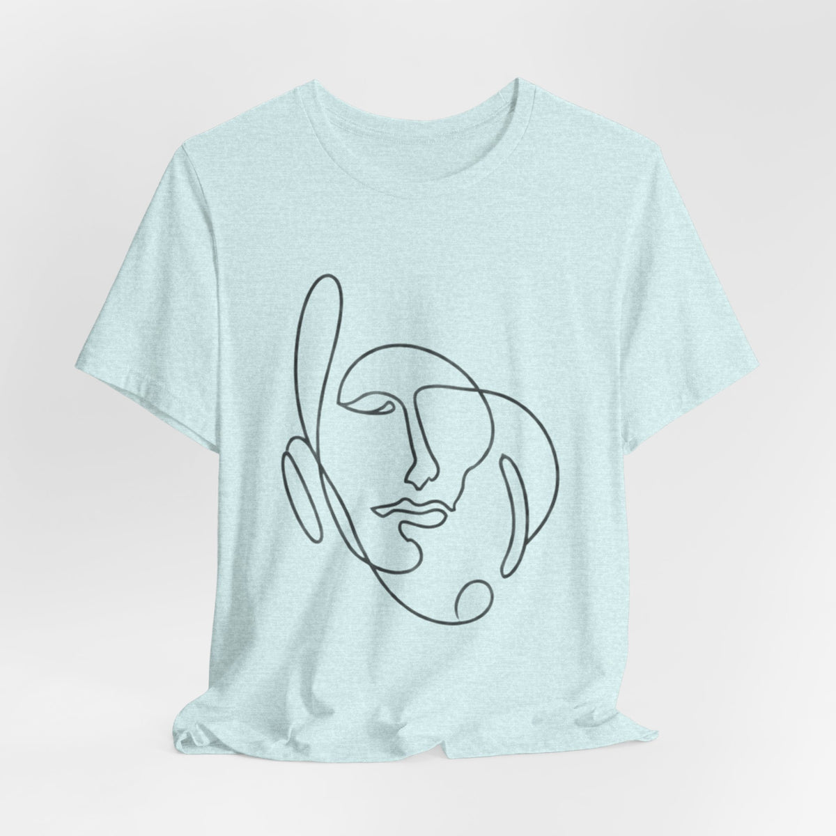 Minimal One-Line Face T-Shirt – Abstract Continuous Line Art Tee
