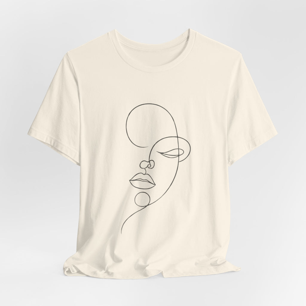 Minimal Line Art Face T-Shirt — One-Line Abstract Portrait Tee
