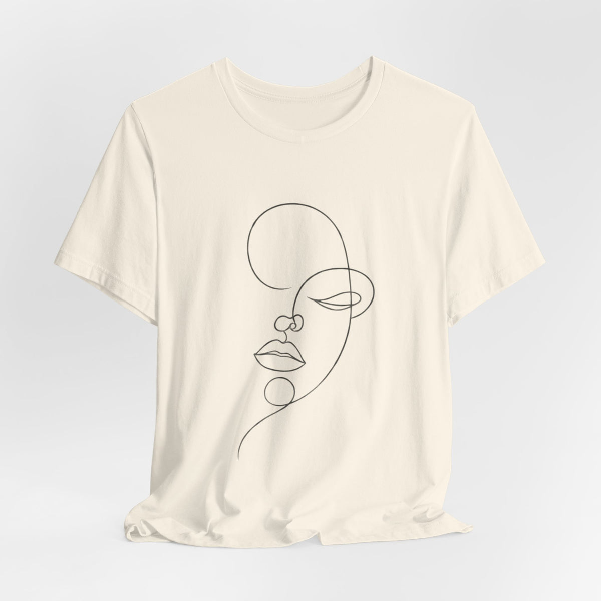 Minimal Line Art Face T-Shirt — One-Line Abstract Portrait Tee
