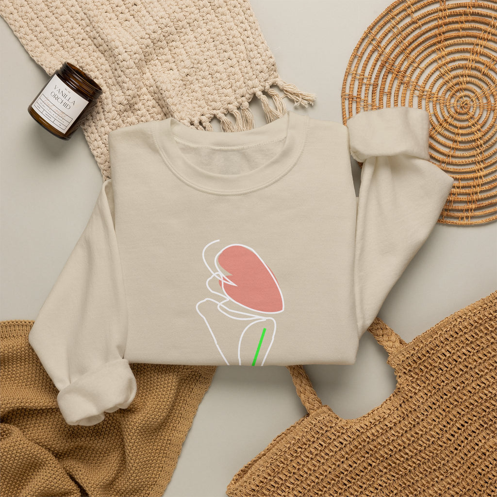 Minimal Pink Tulip Sweatshirt – Simple Floral Crewneck