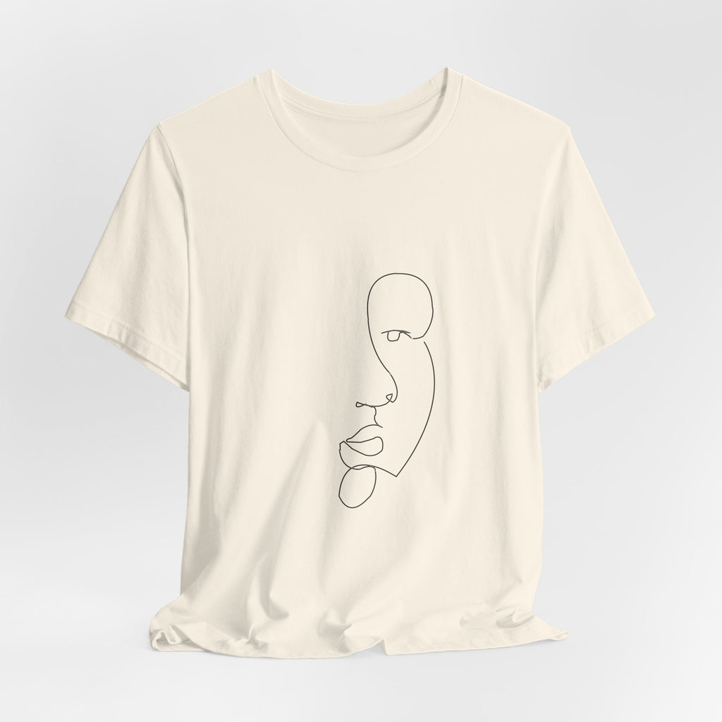 Minimal One-Line Face Tee — Modern Abstract Art T-Shirt