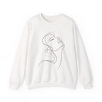 Minimal Line Art Face Crewneck Sweatshirt — Elegant Portrait Pullover for Calm, Creative Style