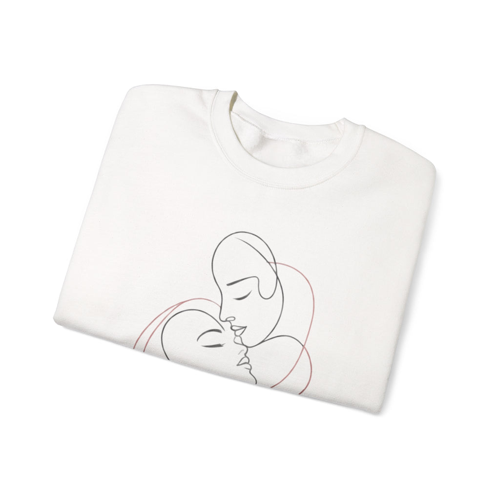 Crewneck Sweatshirt — Minimal Line Art Kissing Couple Graphic