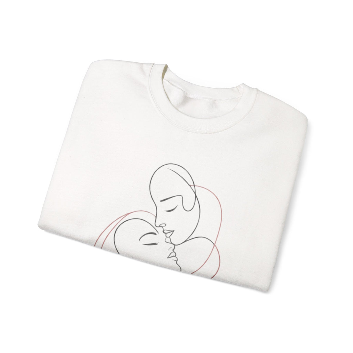 Crewneck Sweatshirt — Minimal Line Art Kissing Couple Graphic
