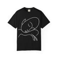 Minimal Line Art Sleeping Face T-Shirt — Relaxed Garment-Dyed Tee