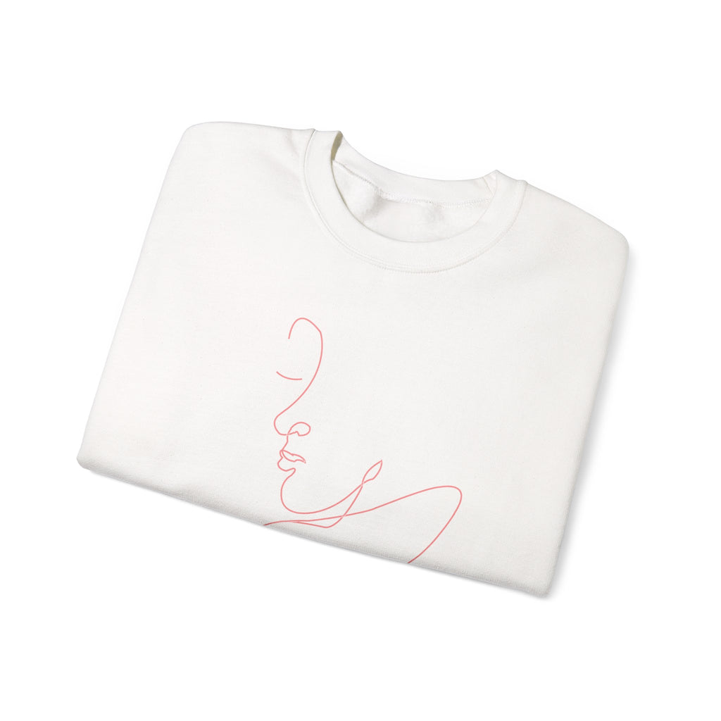 Minimal Line Art Whale Crewneck Sweatshirt – Pink Whale Sketch Pullover