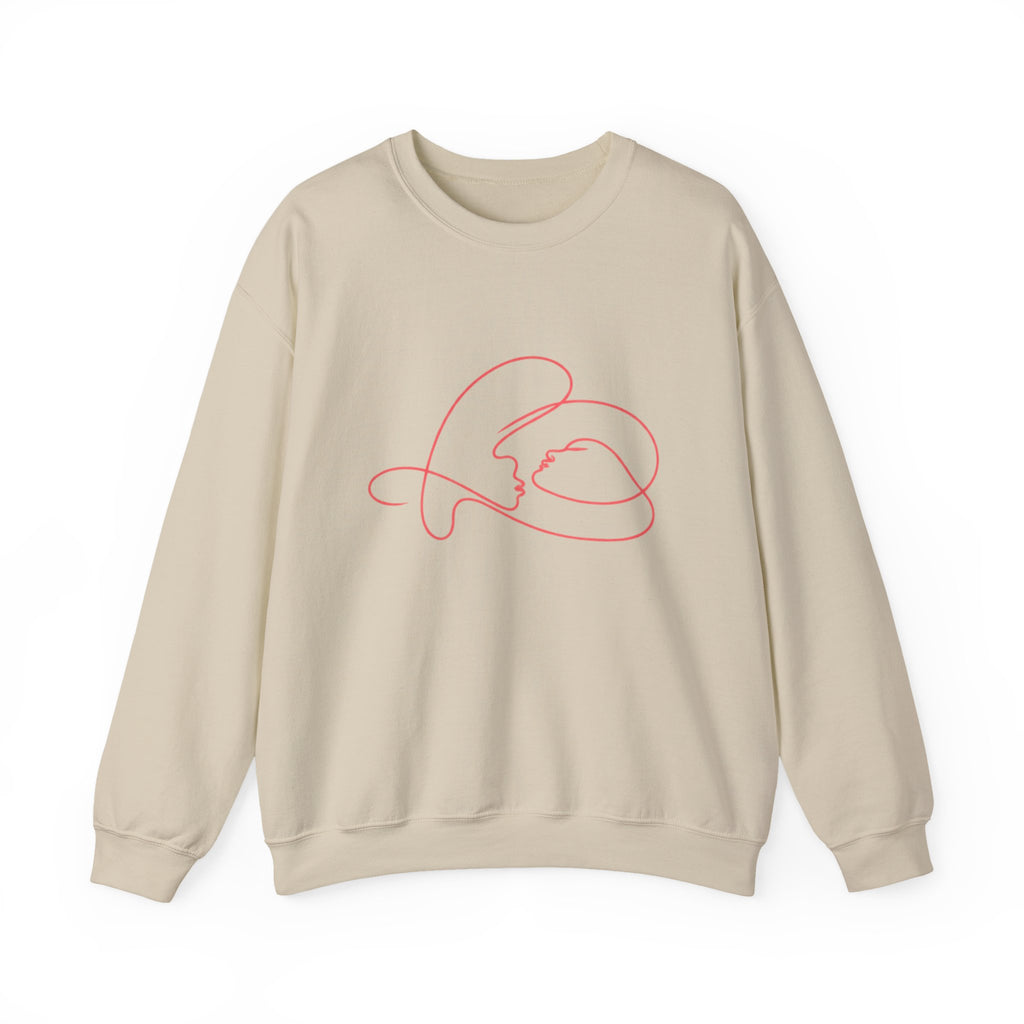 Crewneck Sweatshirt with Minimalist Heart Cat Line Art – Cute Pet Lover Graphic