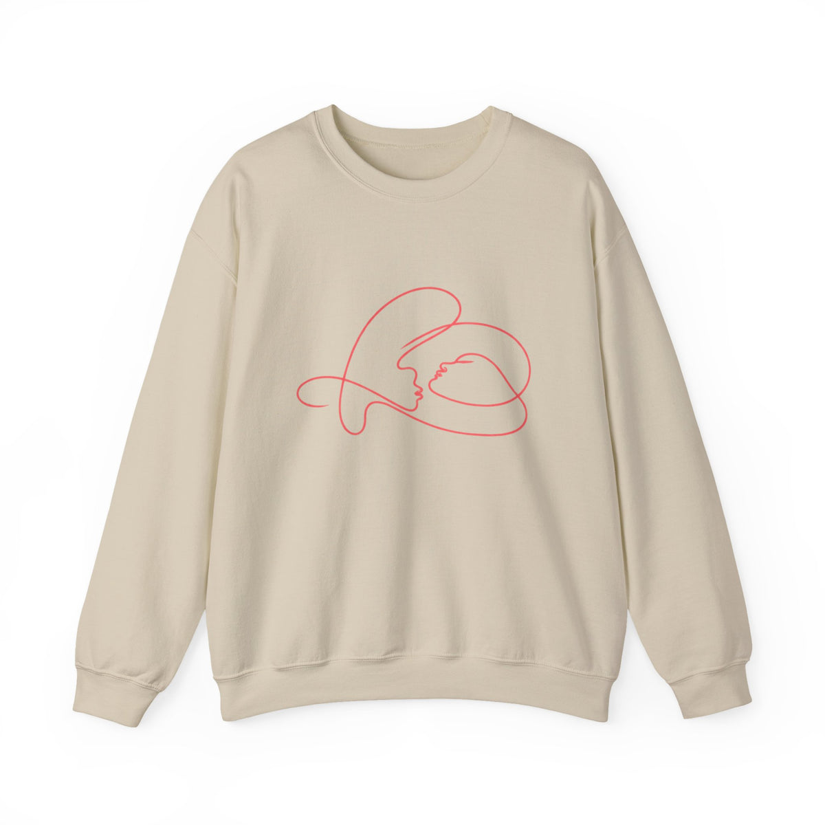 Crewneck Sweatshirt with Minimalist Heart Cat Line Art – Cute Pet Lover Graphic