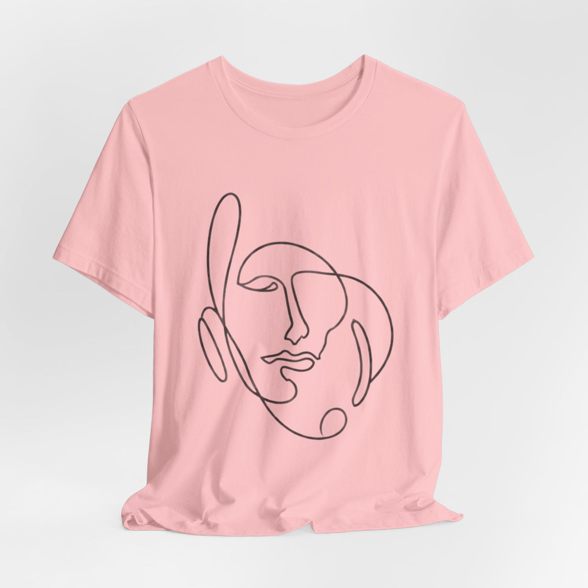 Minimal One-Line Face T-Shirt – Abstract Continuous Line Art Tee