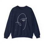 Minimal Line Art Face Sweatshirt – Abstract Portrait Crewneck