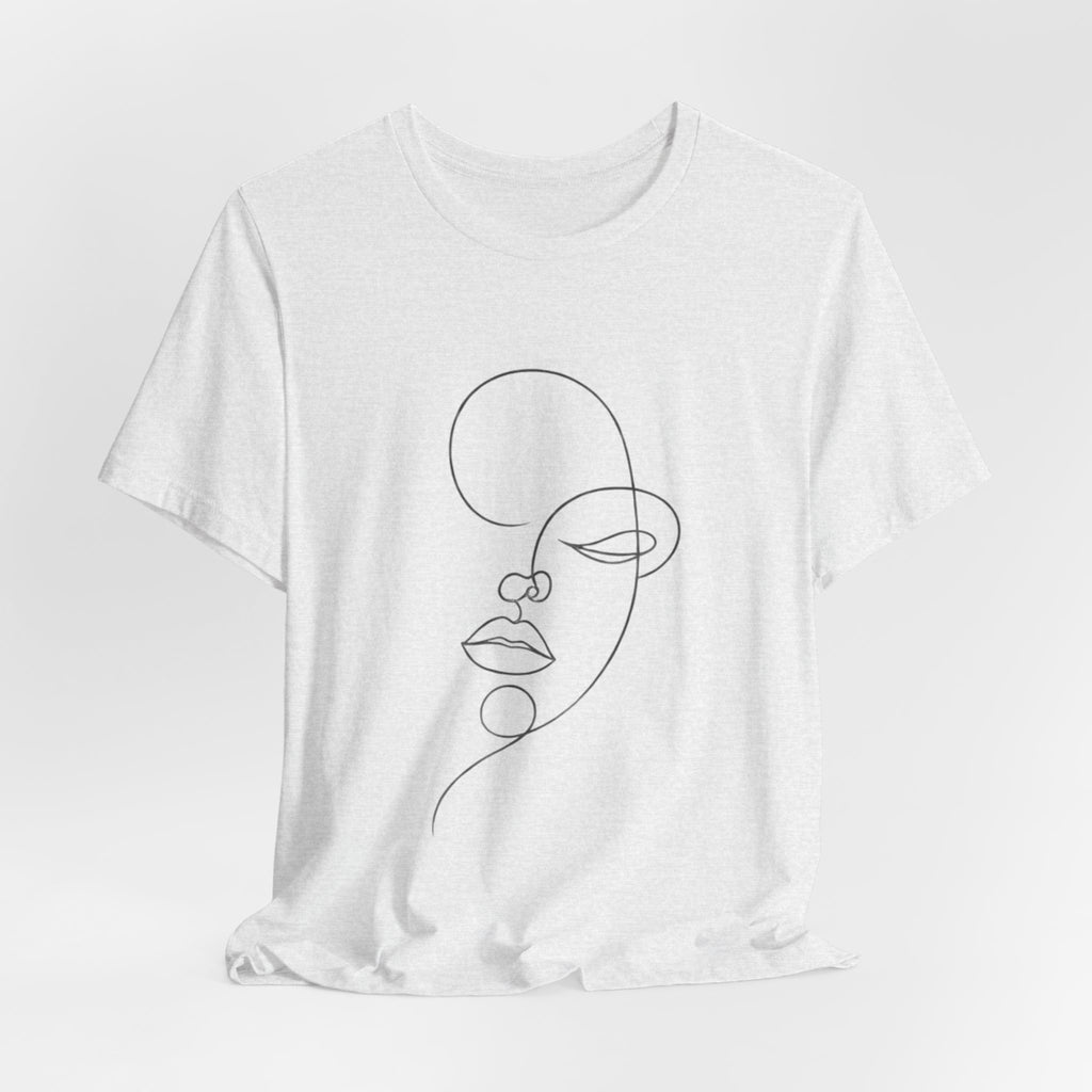 Minimal Line Art Face T-Shirt — One-Line Abstract Portrait Tee