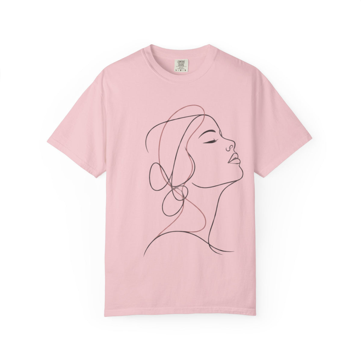 Quiet Portrait Line-Art T-Shirt — Garment-Dyed Minimalist Tee