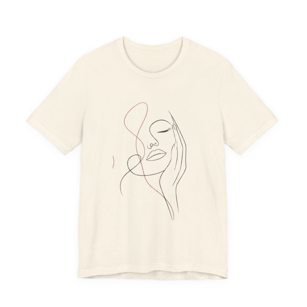 Minimal Line Art Face T‑Shirt — Elegant Abstract Portrait Tee
