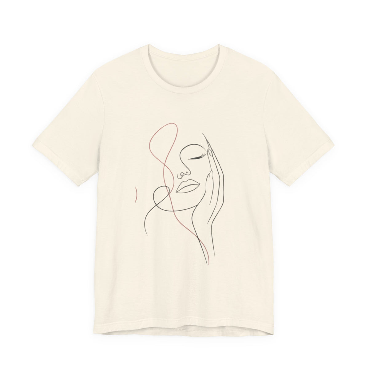 Minimal Line Art Face T‑Shirt — Elegant Abstract Portrait Tee