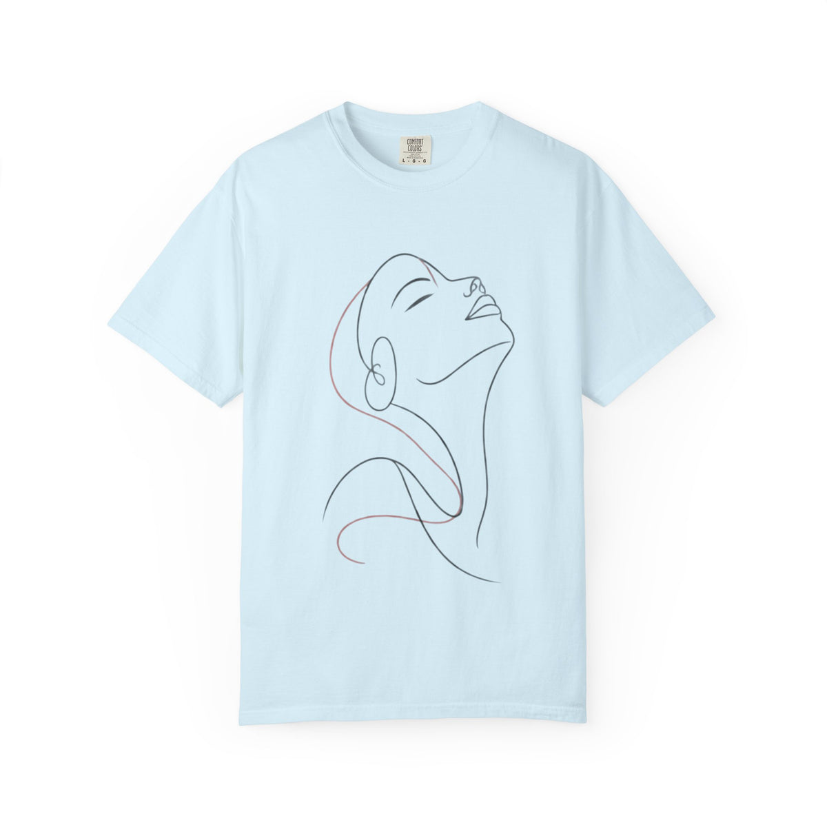 Minimal Line Art Woman T-Shirt — Elegant Single-Line Portrait Tee