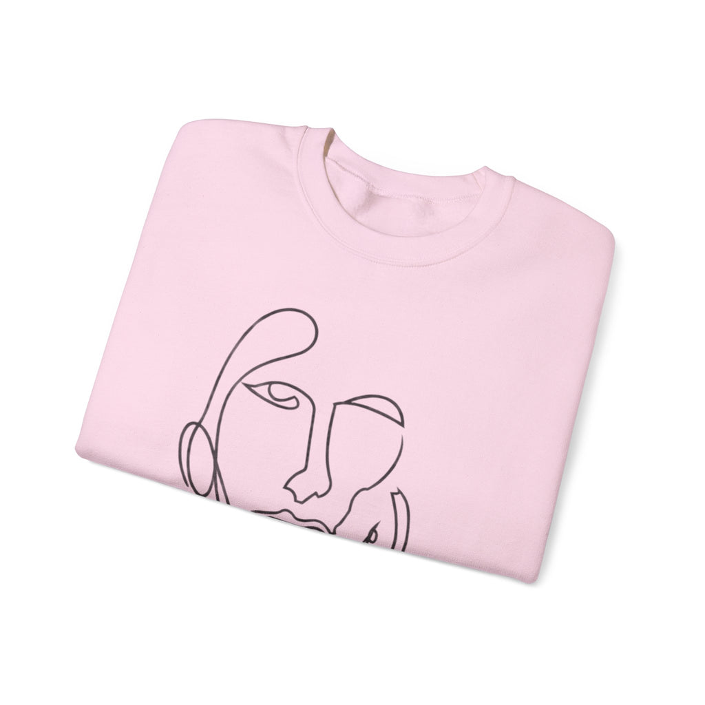 Minimal Line Art Face Sweatshirt — Abstract One-Line Portrait Crewneck