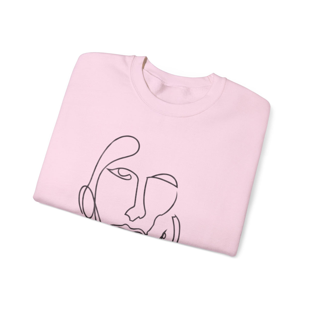 Minimal Line Art Face Sweatshirt — Abstract One-Line Portrait Crewneck