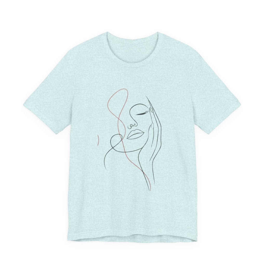 Minimal Line Art Face T‑Shirt — Elegant Abstract Portrait Tee