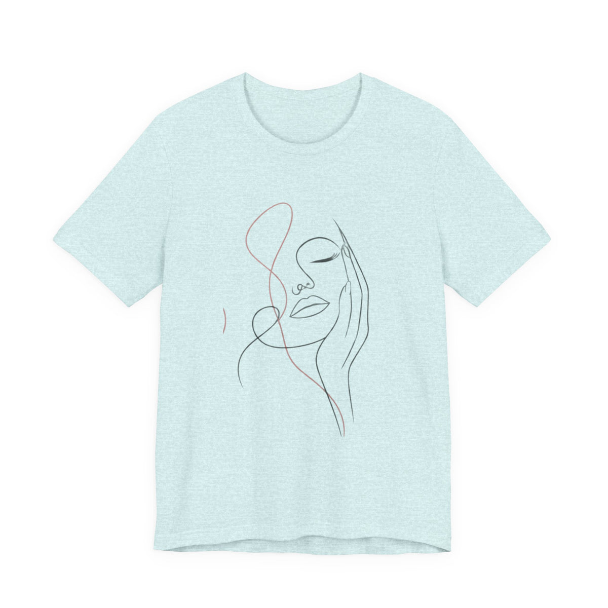 Minimal Line Art Face T‑Shirt — Elegant Abstract Portrait Tee