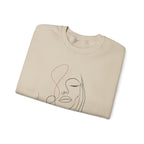 Minimal Line Art Face Sweatshirt — Abstract Feminine Crewneck